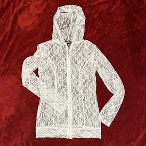 トップス SETUPEXE  LACE BUTTON HOODIE TOP / WHITE SETUPEXE LACE BUTTON HOODIE TOP WHITE
